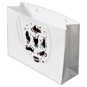 Weihnachts-Schwarze Katzen Große Geschenktüte (Rückseite Schrägansicht)