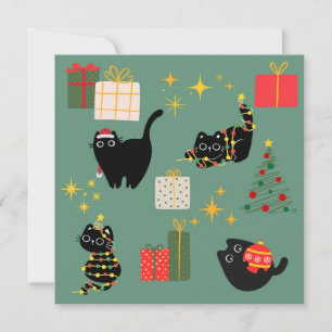 Weihnachts-Schwarze Katzen Karte