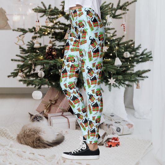 Weihnachts-Schwarze Katzen Leggings