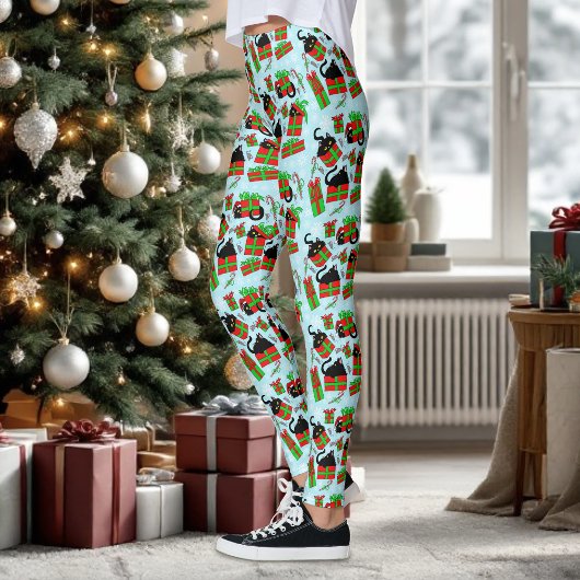 Weihnachts-Schwarze Katzen Leggings