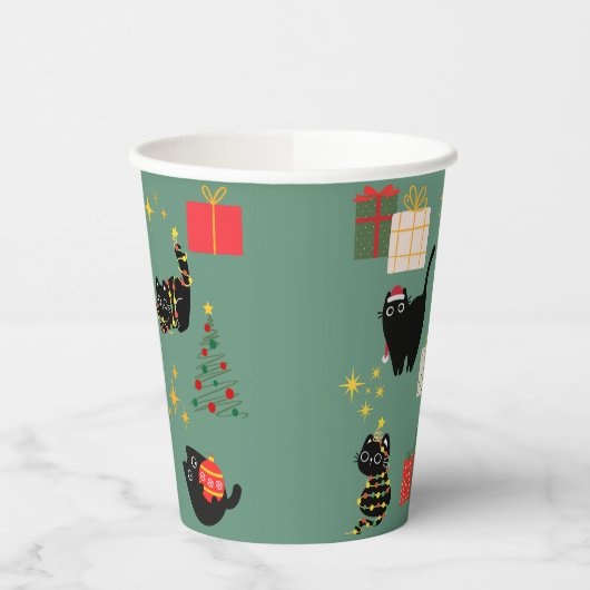 Weihnachts-Schwarze Katzen Pappbecher (Links)