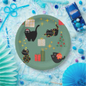 Weihnachts-Schwarze Katzen Pappteller (Party)