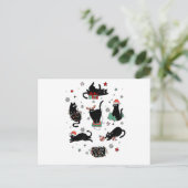 Weihnachts-Schwarze Katzen Postkarte (Stehend Vorderseite)
