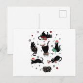Weihnachts-Schwarze Katzen Postkarte (Vorne/Hinten)