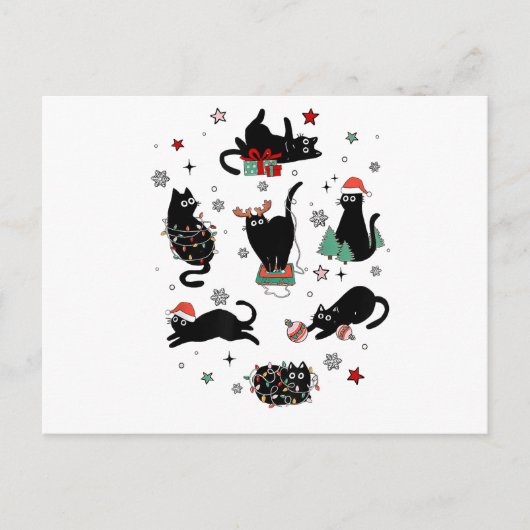 Weihnachts-Schwarze Katzen Postkarte (Vorderseite)