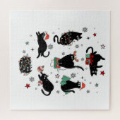 Weihnachts-Schwarze Katzen Puzzle (Horizontal)