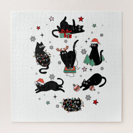 Weihnachts-Schwarze Katzen Puzzle (Vertikal)