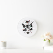 Weihnachts-Schwarze Katzen Runde Wanduhr (Zuhause)