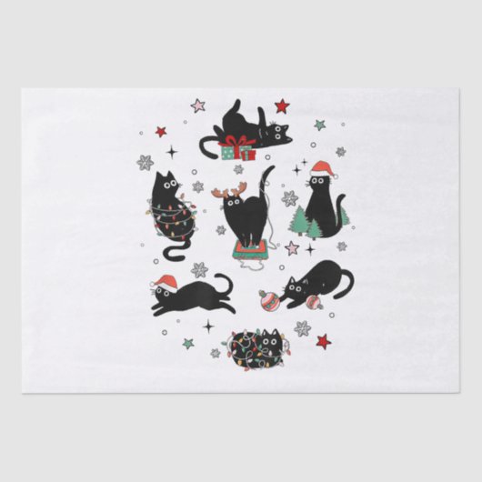 Weihnachts-Schwarze Katzen Seidenpapier (Vorderseite)