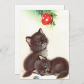 Weihnachts Schwarze Katzen unter Bäumen Feiertagskarte (Vorne/Hinten)