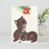 Weihnachts Schwarze Katzen unter Bäumen Feiertagskarte (Stehend Vorderseite)