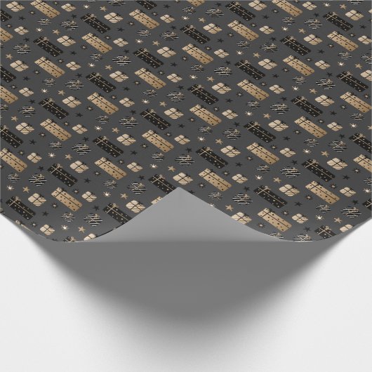 Weihnachts Schwarze Skandinavi Nahtlose Wrapping P Geschenkpapier (Ecke)