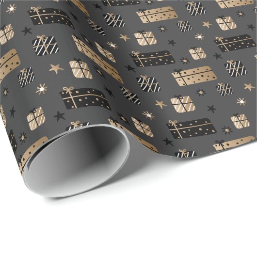Weihnachts Schwarze Skandinavi Nahtlose Wrapping P Geschenkpapier (Rolleneckpunkt)