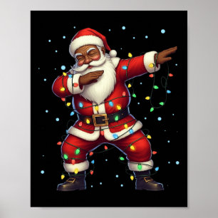 Weihnachts Schwarzer Amerikaner Dabbing Santa Cla Poster