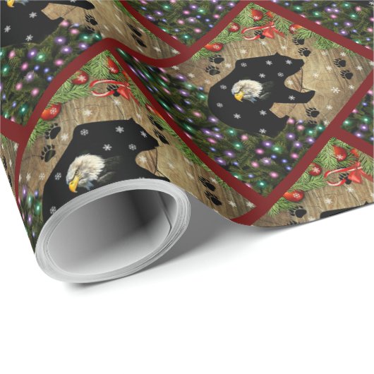 Weihnachts Schwarzer Bär Adler Geist Geschenkpapier (Rolleneckpunkt)