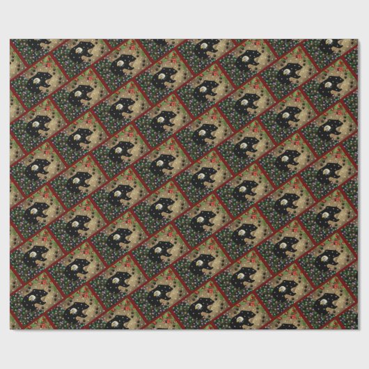 Weihnachts Schwarzer Bär Adler Geist Geschenkpapier (Flach)