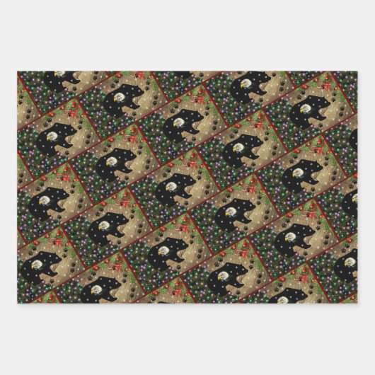 Weihnachts Schwarzer Bär Adler Geist Geschenkpapier Set (Vorderseite 2)