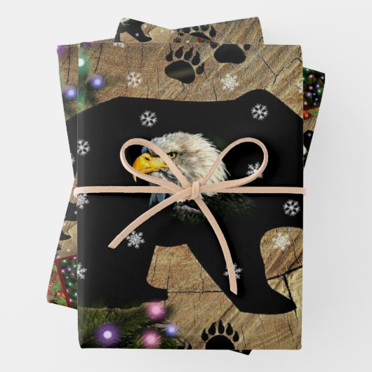 Weihnachts Schwarzer Bär Adler Geist Geschenkpapier Set (Beispiel)