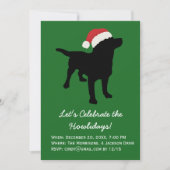 Weihnachts Schwarzer Lab Hund mit Weihnachtsmütze Einladung (Vorderseite)