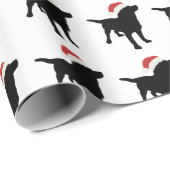 Weihnachts Schwarzer Lab Hund mit Weihnachtsmütze Geschenkpapier (Rolleneckpunkt)