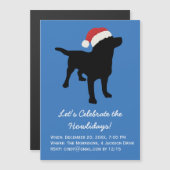 Weihnachts Schwarzer Lab Hund mit Weihnachtsmütze Magneteinladung (Vorne/Hinten)