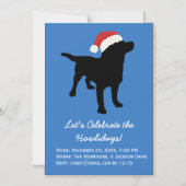 Weihnachts Schwarzer Lab Hund mit Weihnachtsmütze Magneteinladung (Vorderseite)