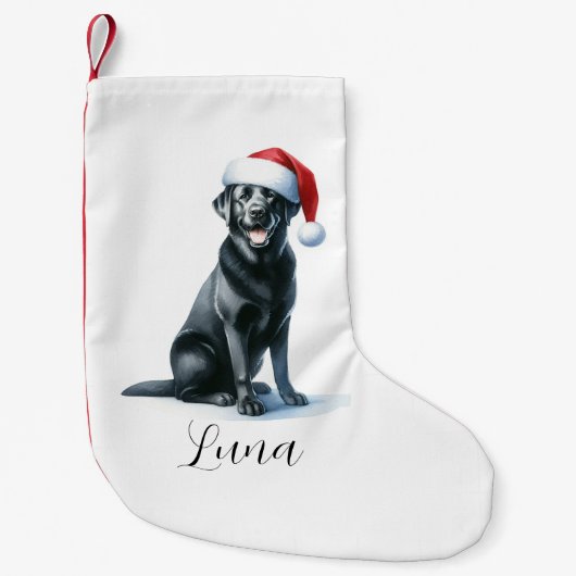 Weihnachts-Schwarzer Labrador-Hund in der Weihnach Kleiner Weihnachtsstrumpf (Vorderseite)