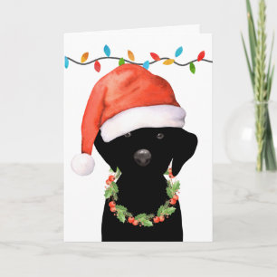 Weihnachts-Schwarzer Labrador Santa Hund Feiertagskarte