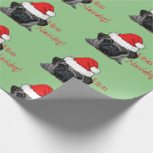 Weihnachts Schwarzer Realistischer Mops Welpenmale Geschenkpapier (Ecke)