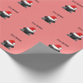 Weihnachts Schwarzer Realistischer Mops Welpenmale Geschenkpapier (Ecke)