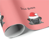 Weihnachts Schwarzer Realistischer Mops Welpenmale Geschenkpapier (Rolleneckpunkt)