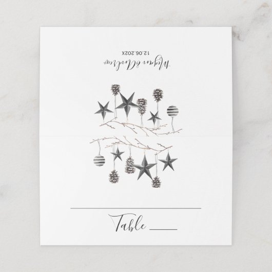 Weihnachts-Schwarzes Abendessen Platzkarte (Außenseite Aufgefaltet)