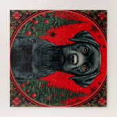Weihnachts Schwarzes Labrador mit festlichen Bäume Puzzle (Horizontal)