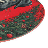 Weihnachts Schwarzes Labrador mit festlichen Bäume Schneidebrett (Ecke)