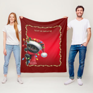Weihnachts-Schwarzkatze-Fleece-Decke Fleecedecke