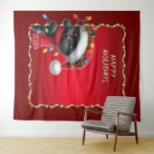 Weihnachts-Schwarzkatzen-Feiertags-Hintergrund Wandteppich (Beispiel (Horizontal))