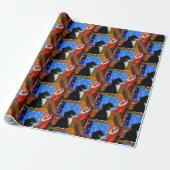 Weihnachts-Schwarzkatzen-Kunstmalerei Geschenkpapier (Ungerollt)
