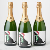 Weihnachts-Schwarzklassehund Schaumweinetikett (Flaschen)