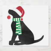 Weihnachts-Schwarzklassehund Schaumweinetikett (Einzelnes Label)