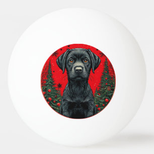 Weihnachts-Schwarzlabrador mit festlichen Bäumen Tischtennisball