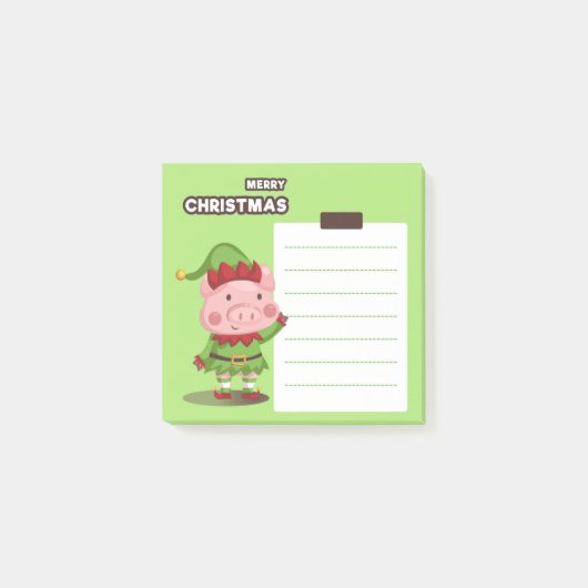 Weihnachts-Schwein-Elfen-Post-It-Notizen Post-it Klebezettel (Vorderseite)