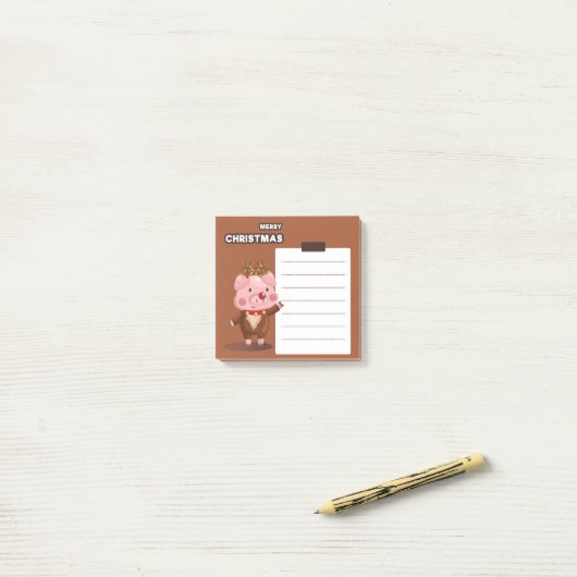 Weihnachts-Schwein-Rentier-Post-It-Notes Post-it Klebezettel (Auf Schreibtisch)