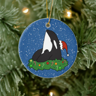 Weihnachts-Schwertwal Keramik Ornament