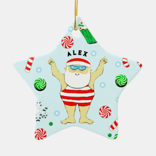 Weihnachts-Schwimmen Keramik Ornament (Vorne)