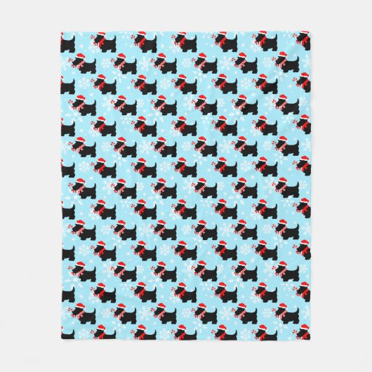 Weihnachts Scottie Hunde Muster Fleecedecke (Vorderseite)