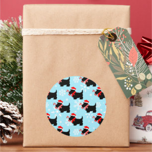 Weihnachts-Scottie-Hunde-Muster Runder Aufkleber