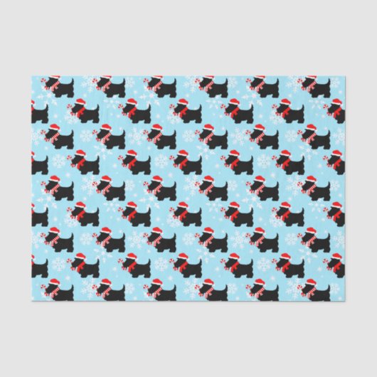 Weihnachts-Scottie-Hunde-Muster Seidenpapier (Vorderseite)