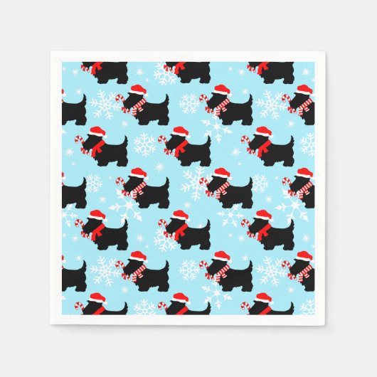 Weihnachts Scottie Hunde Muster Serviette (Vorderseite)