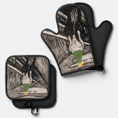 Weihnachts-Scream Dark Spaß Funny Existential Ofenhandschuh & Topflappen-Set (Vorderseite/Rückseite)