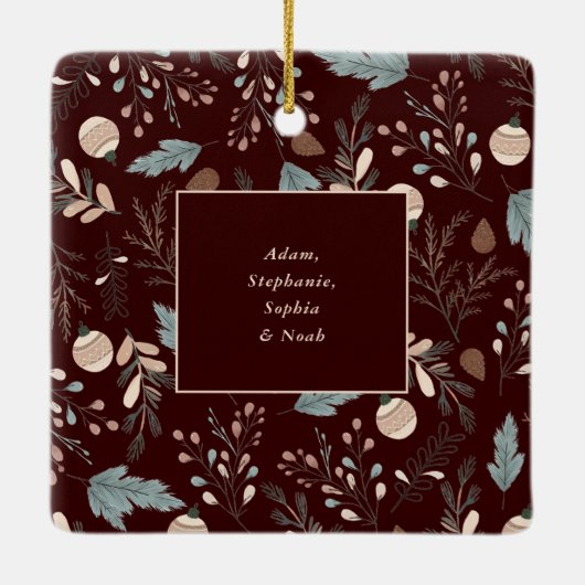 Weihnachts-Script-Foto Boho Greenery Weihnachten Keramikornament (Rückseite)